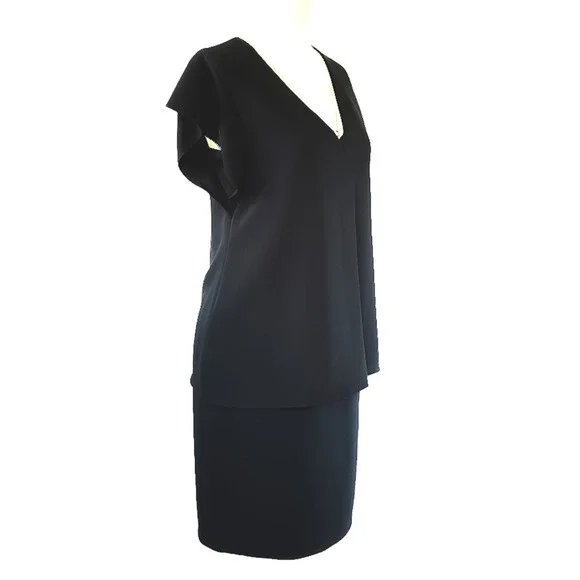 REISS Tarquin Double Layer Navy Blue Womens Business Dress With Necklace Size XS - Picture 6 of 14